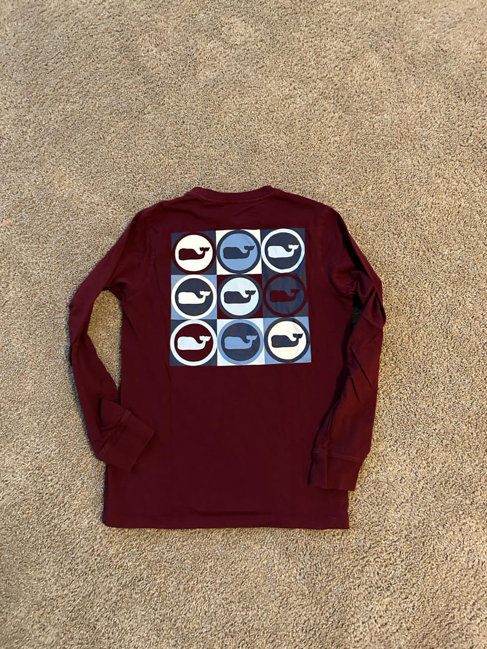 Boys Vineyard Vines Burgundy Long Sleeve Graphic Tee